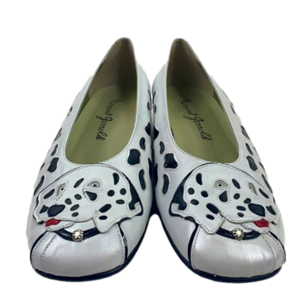 MARGARET JERROLD Dalmatian Flat Shoe Designer Vintage Leather Spain 101 Dog Rare